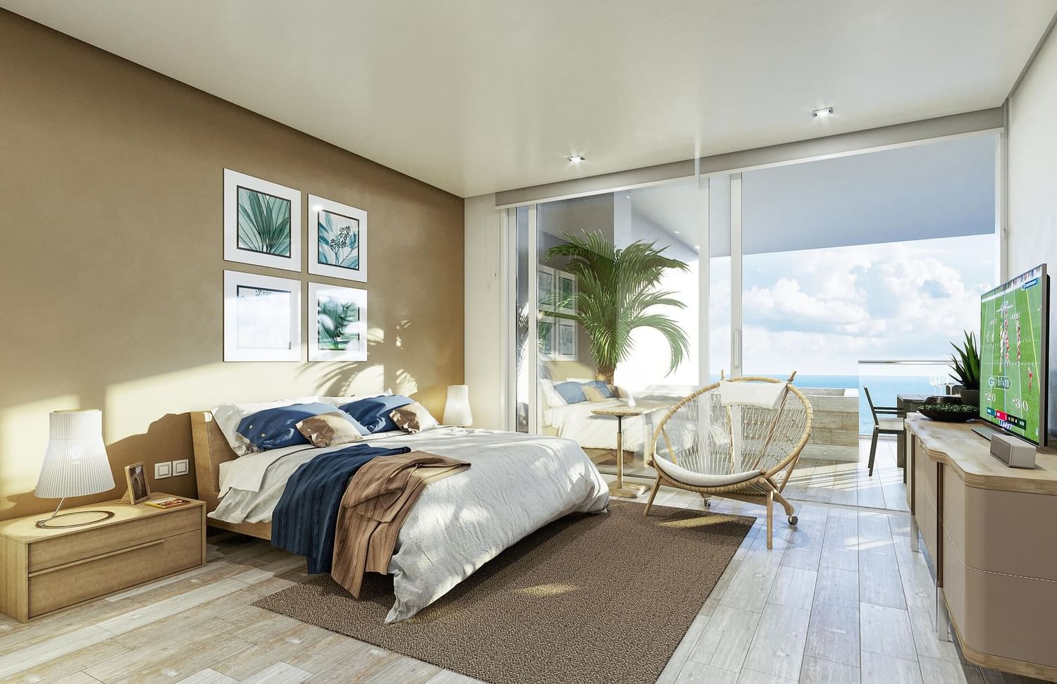 Bed & lounge con vista al mar en Suite en Live Aqua Resorts