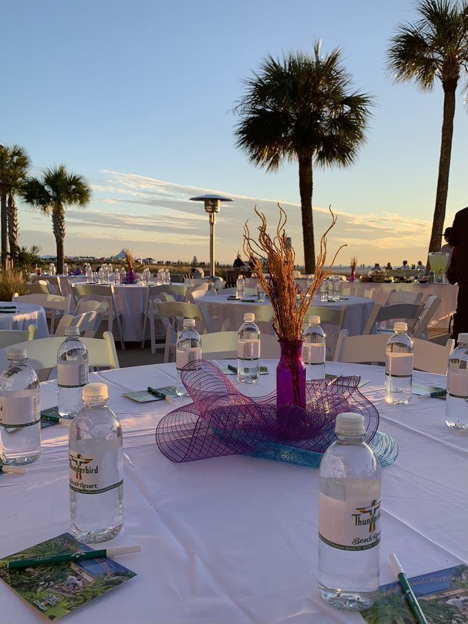 Outdoor banquet set-up at Thunderbird Beach Resort