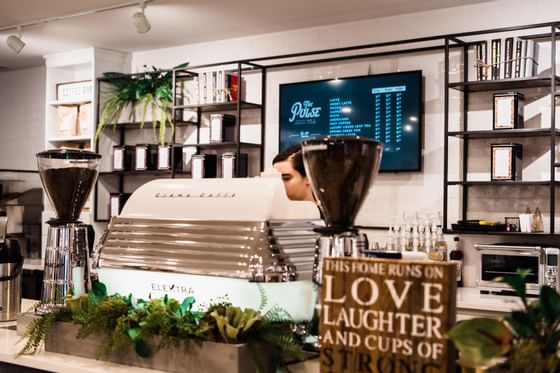 Interior view of The Pulse Coffee Bar at The Malcolm Hotel