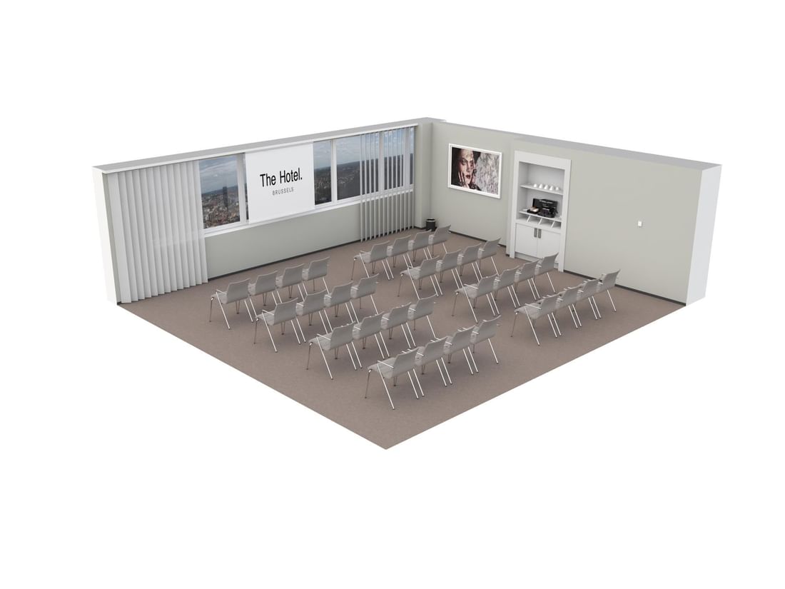 3D plan of Meet 25 One meeting room at The Hotel Brussels