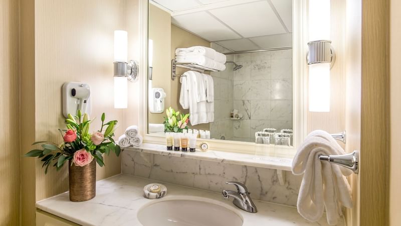 Bathroom Vanity area in Executive Room at Warwick Seattle