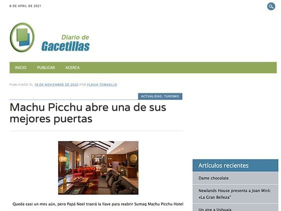 imagen del articulo de Newsletter acerca de Hotel Sumaq