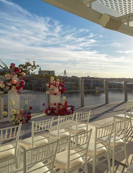 Outdoor wedding arrangement in Pavillion at Crown Towers Sydney