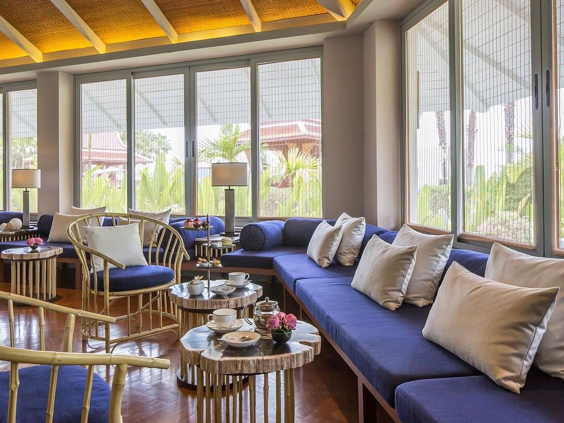 Interior of The Library Lounge at Amatara Wellness Resort