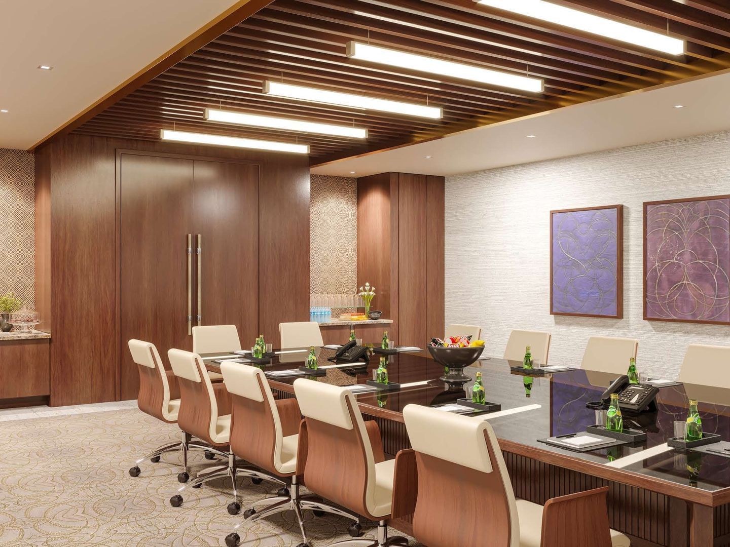 Table setup in a Boardroom at Sunseeker Resort