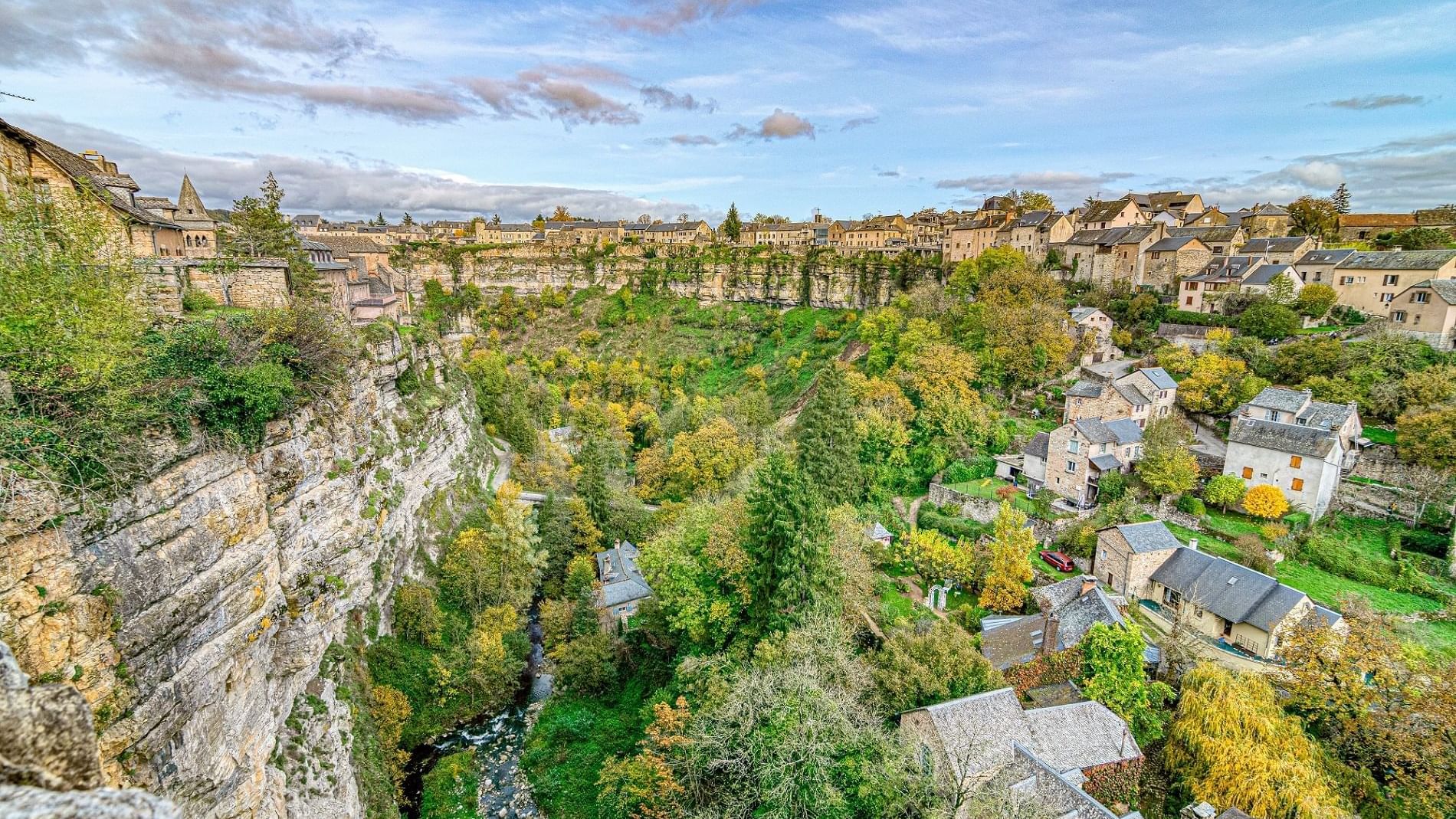 Aerial view of Canyon Trou de Bozouls near Originals Hotels