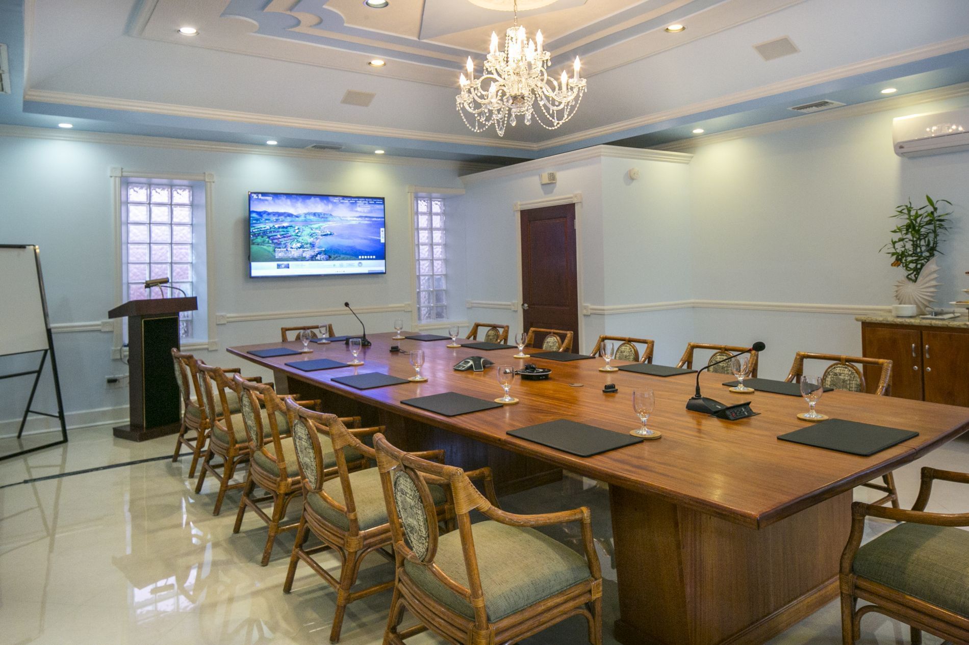 Boardroom set-up in Cotton House meeting room at The Buccaneer Resort St. Croix