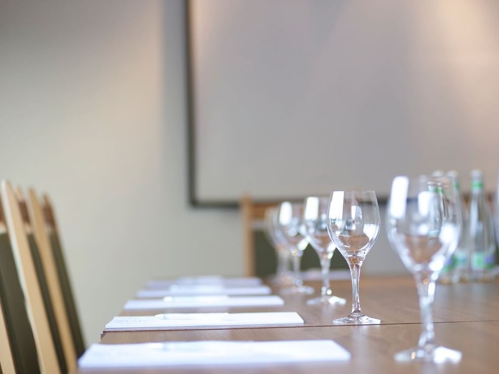 Closeup of the table in Tschuggen Room at The Originals Hotels