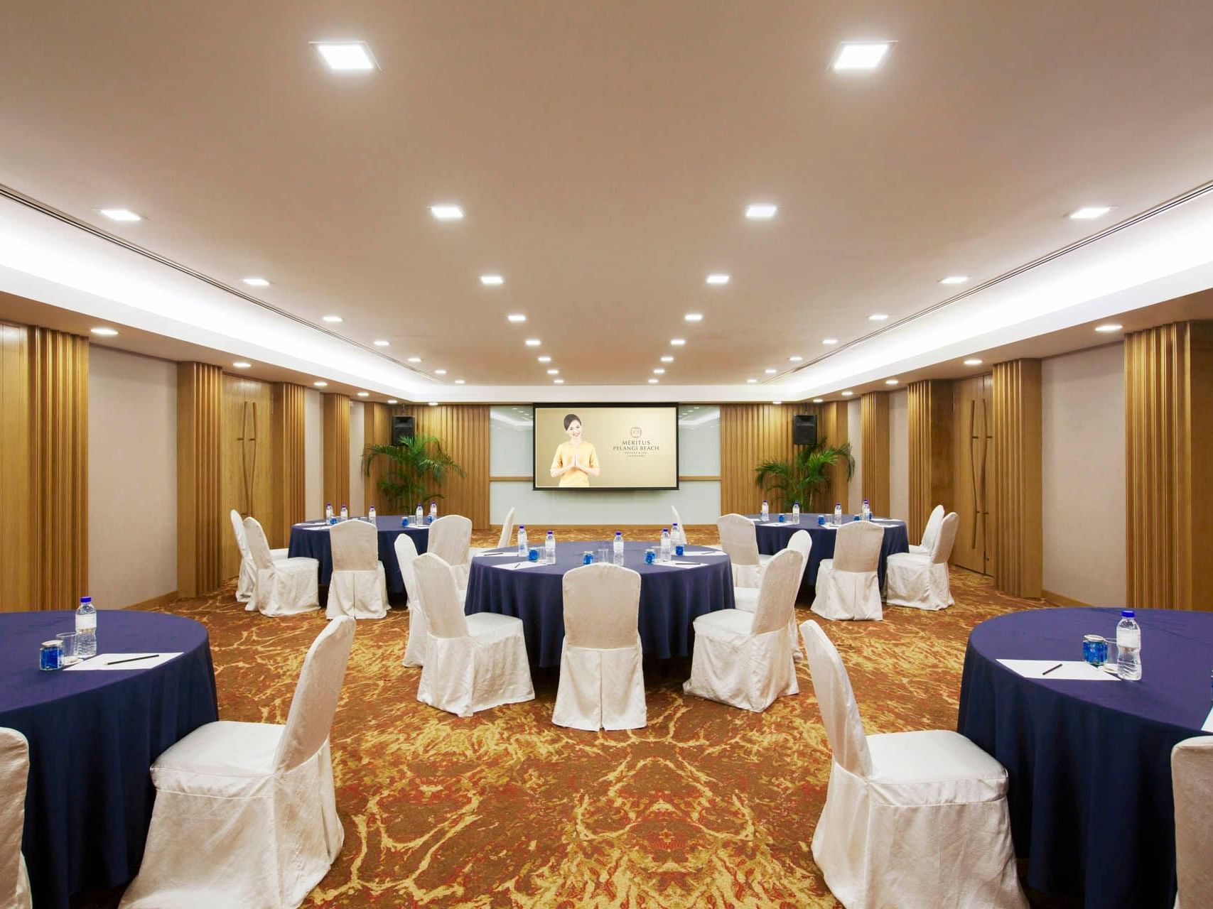 Banquet tables in Dewan Pelangi at Pelangi Beach Resort & Spa