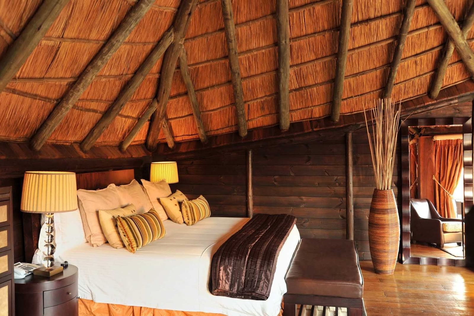 Interior of a hotel room at Serena Mivumo River Lodge