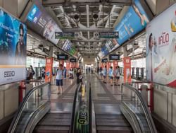 Escalators inside BTS Siam Station near Chatrium Hotel Bangkok