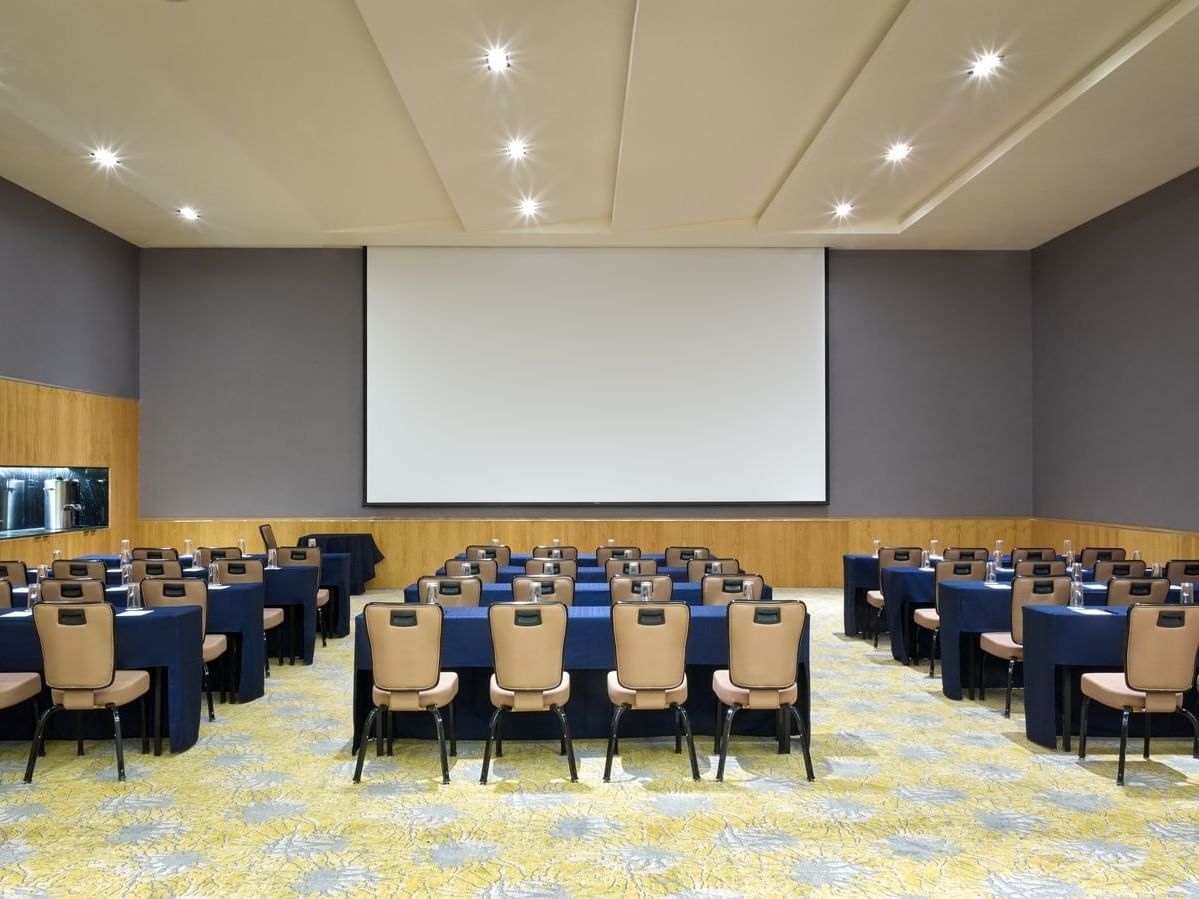 Classroom setup in Marquez room at FA Hotels & Resorts