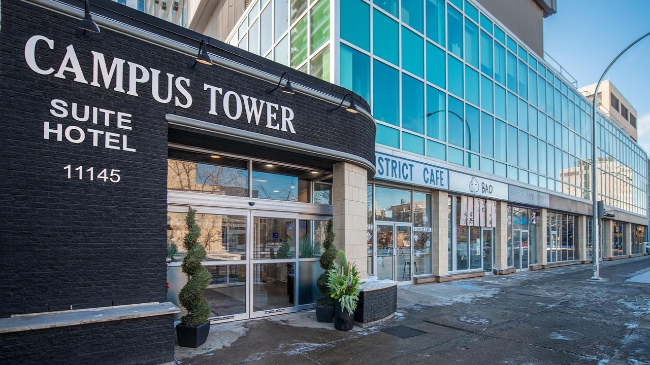 Exterior and entrance of Campus Tower Suite Hotel