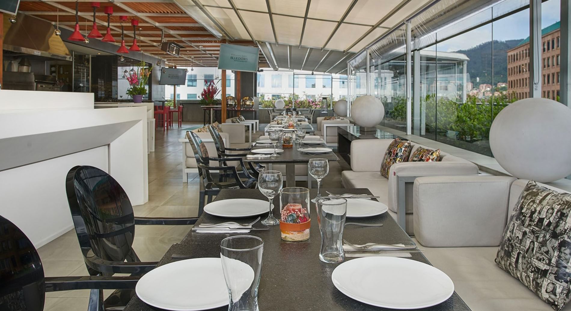 Terrace Bar and lounge area at Blue Doors Hotels
