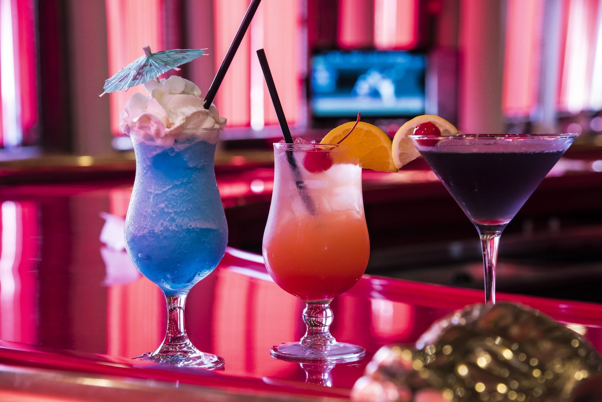 Close-up of mocktails served at Cove Haven Resort