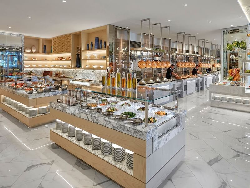 Buffet area in the Epicurean restaurant at Crown Hotel Perth