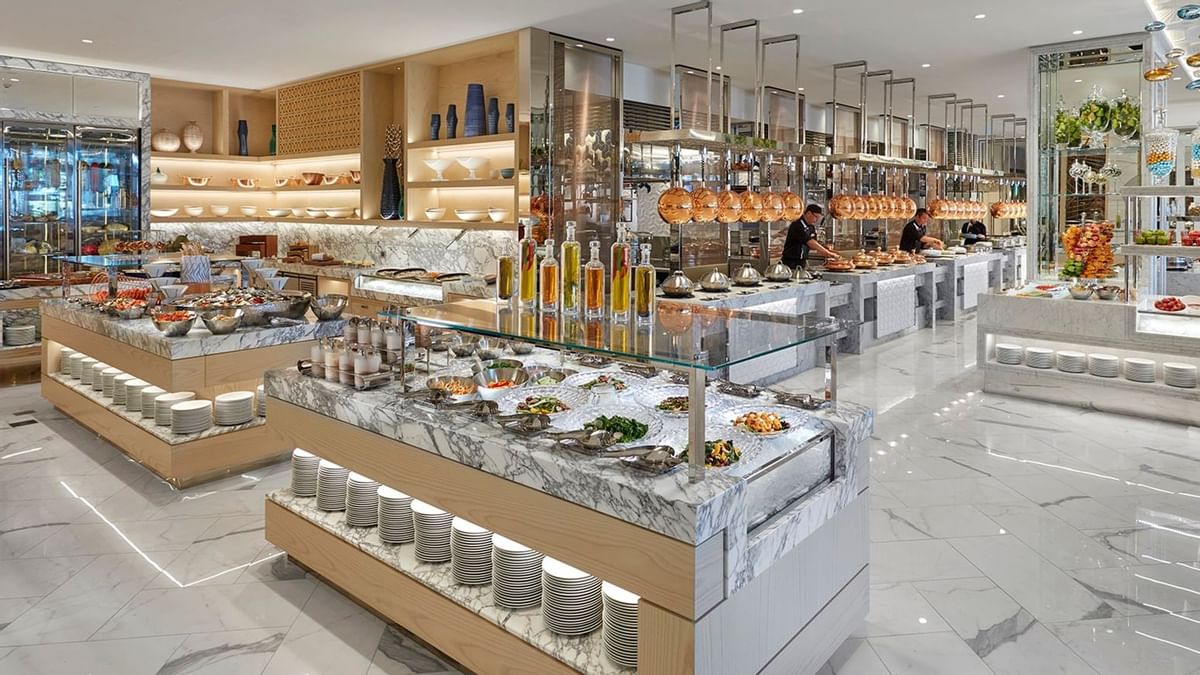 Buffet area in the Epicurean restaurant at Crown Hotel Perth