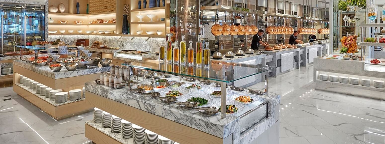 Buffet area in the Epicurean restaurant at Crown Hotel Perth