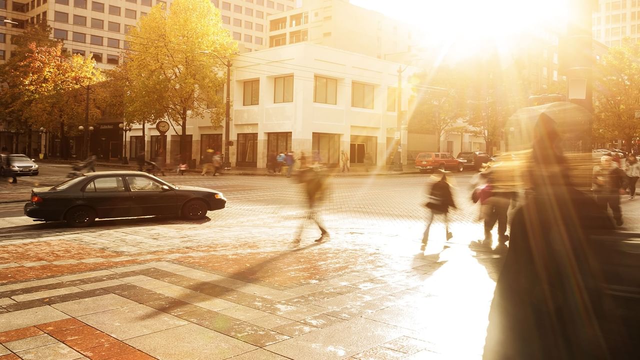 sun flare on a street in Seattle