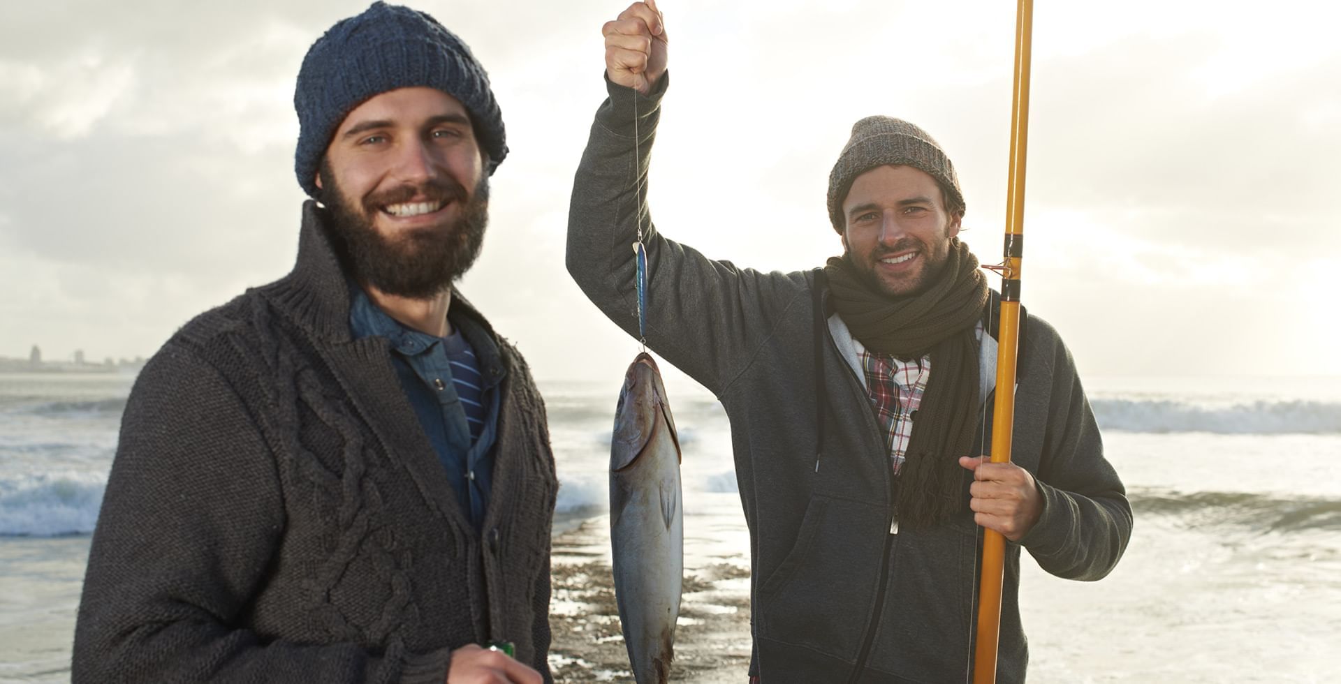 two friends fishing during stay in coast Courtenay