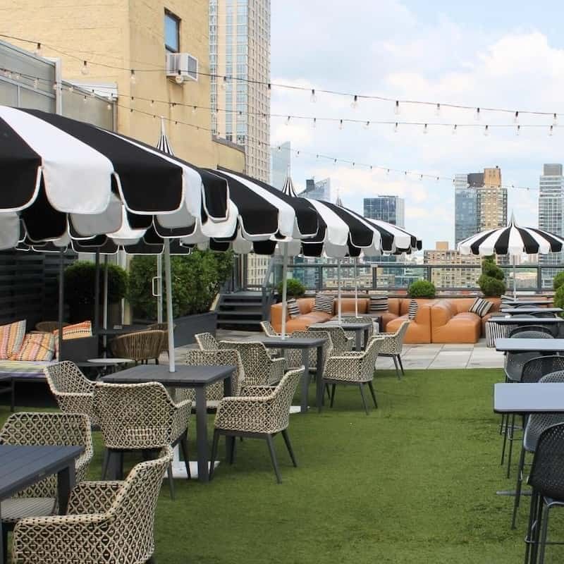 the rooftop bar outdoor patio at the empire hotel