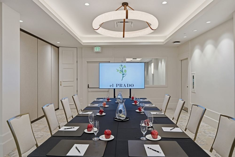 meeting room set up at el PRADO