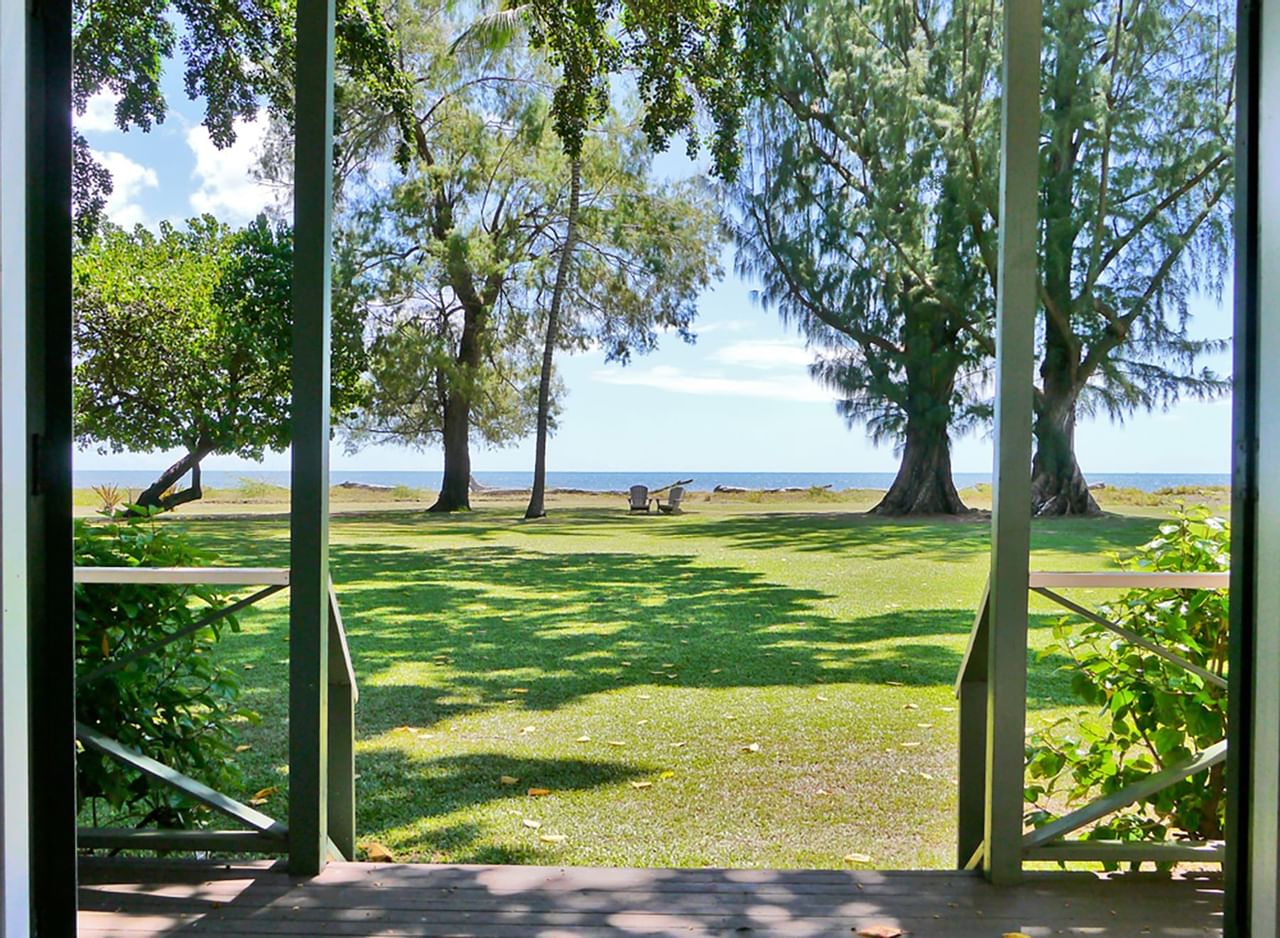 View of Waimea Plantation Cottage grounds with ocean views