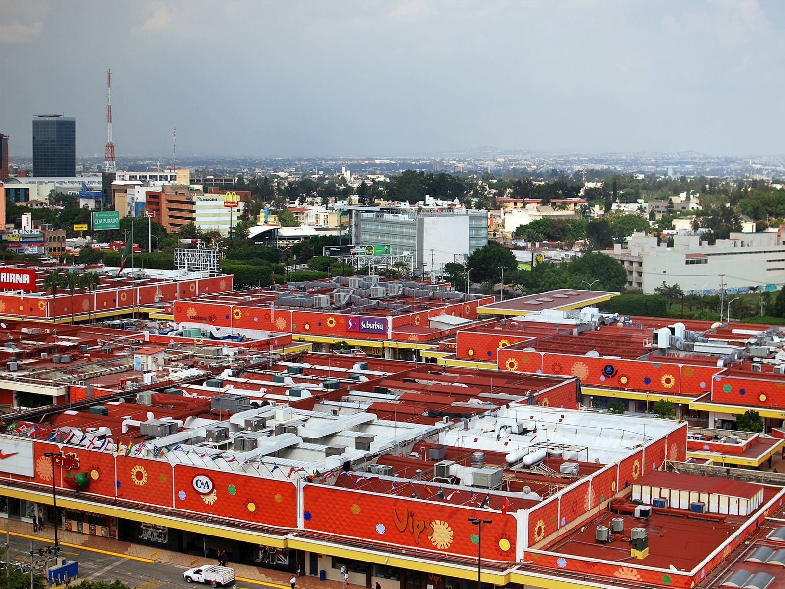 Aerial view of Plaza del Sol Shopping Mall at Hotel Guadalajara