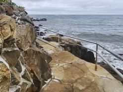 Rocky shoreline with Cliff Walkway near Union Bluff Hotel