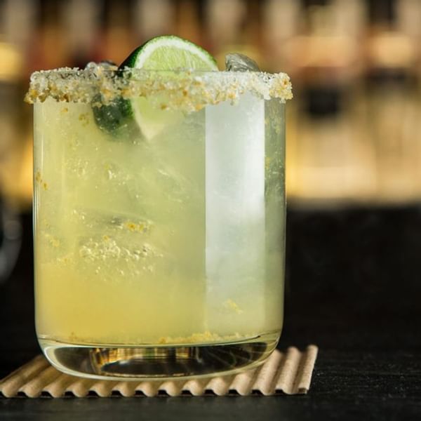 Close-up of a cocktail served at Falkensteiner Hotels