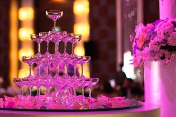 Champagne tower a great New Years Eve Wedding Idea