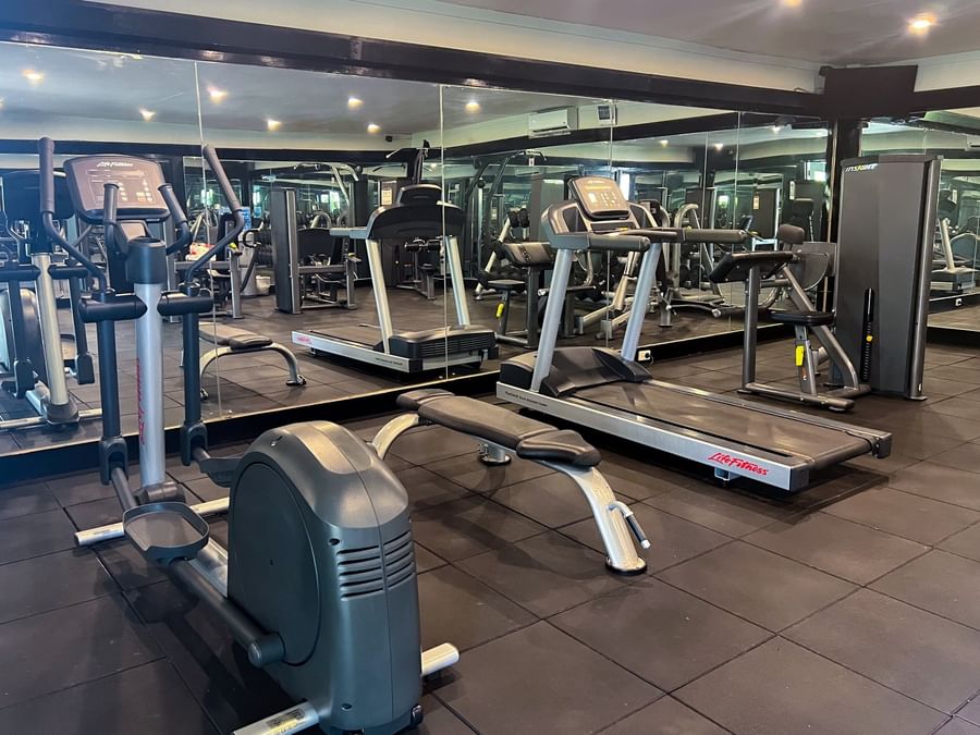 Fitness Centre with various equipment and mirrors at Tokatoka Resort Nadi Fiji International Airport.
