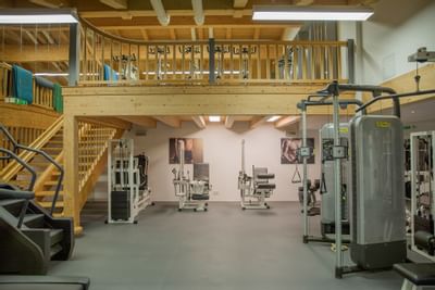 Exercise machines in the fitness center at Liebes Rot Flueh