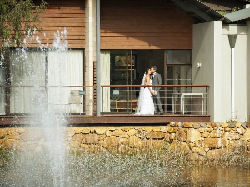 Bride & groom at Pullman Bunker Bay Resort