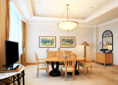 Senator Suite living area with TV at Hanoi Daewoo Hotel