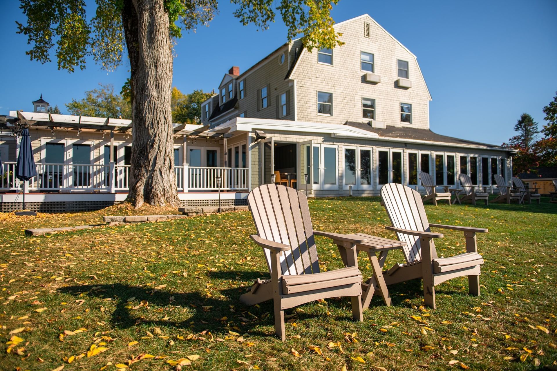 An outdoor lounge area at The Breakwater Inn & Spa