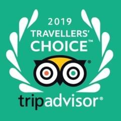 Logo of 2019 Travelers Choice TripAdvisor at One Farrer Hotel