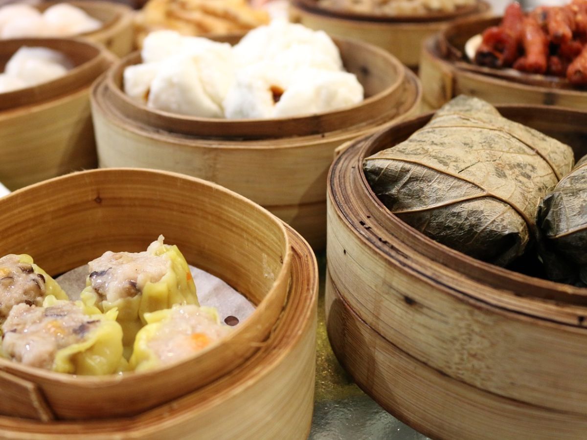 Close-up of dumplings & Chinese cuisines served at Park Hotel Hong Kong