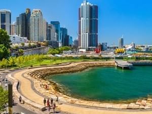 Aerial view of Barangaroo near Sebel Quay West Suites Sydney