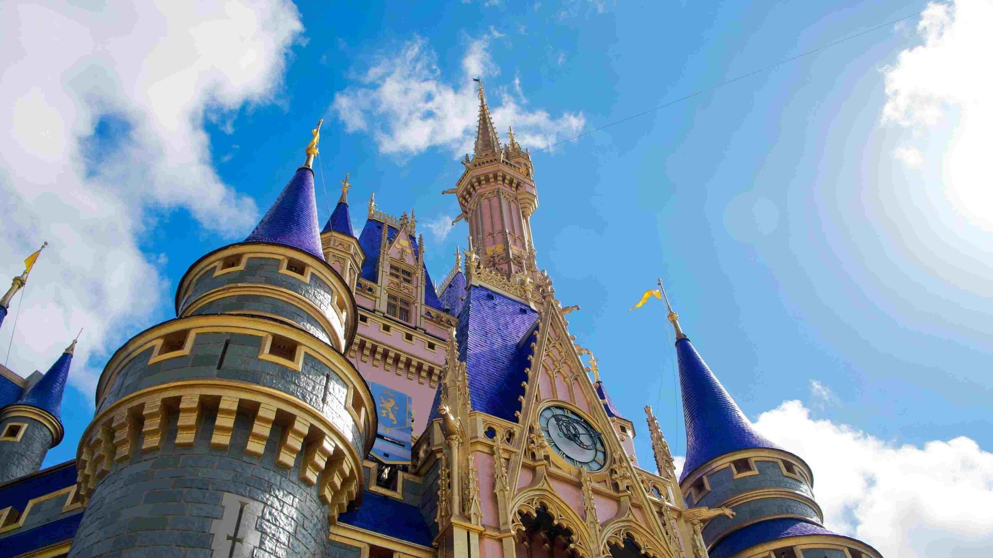 Cinderella's Castle at Magic Kingdom during summer at walt disney world resort