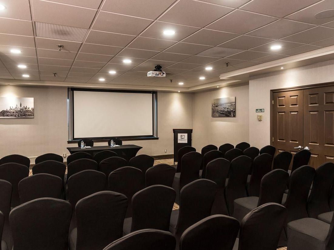 Meeting room and chairs at Embassy Hotel & Suites Ottawa