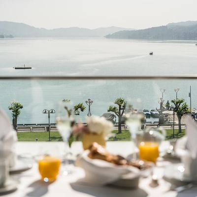 Sea view from a breakfast table at Falkensteiner Hotels