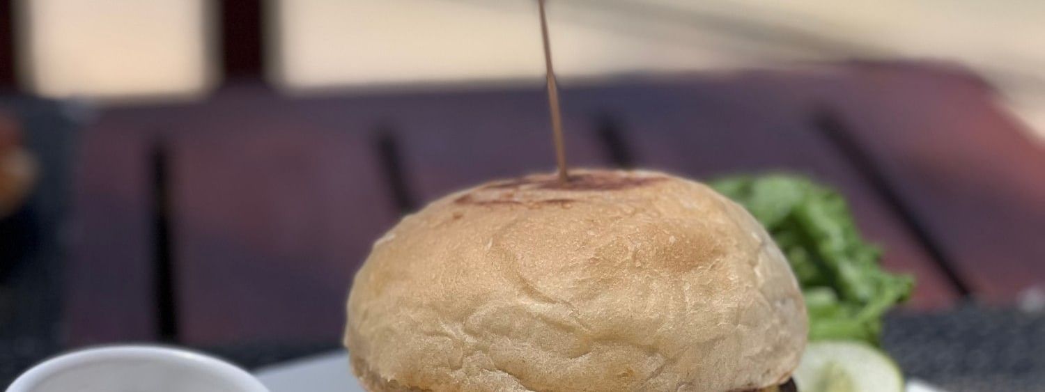 Burger with fries and side salad at Grill & Pool Bar, Warwick Fiji Resort and Spa, Korolevu