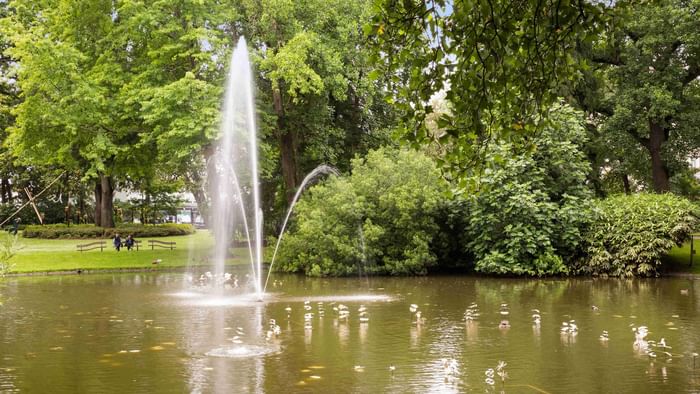 Splash of fountain water at Hotel du Grand Monarque