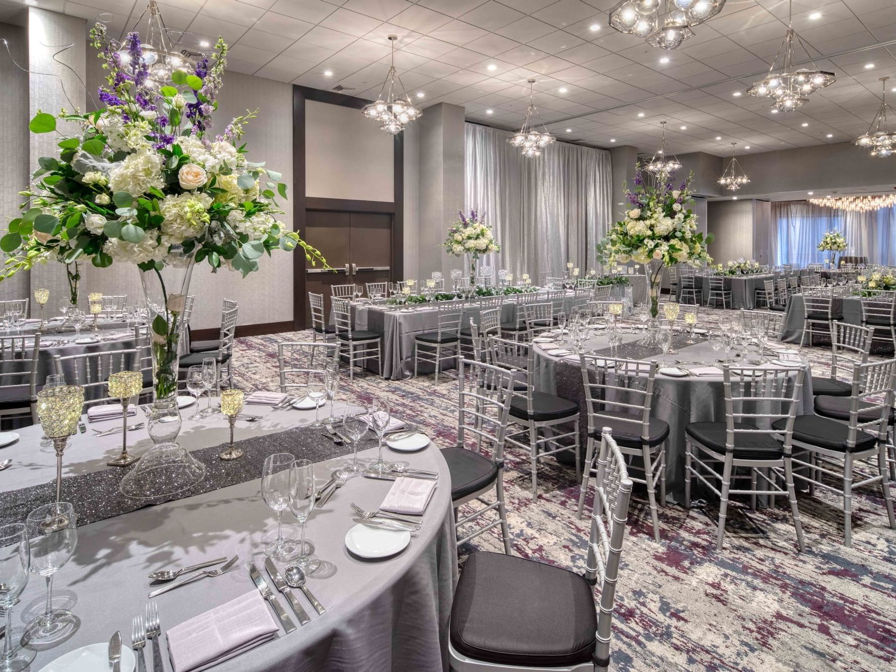 banquet room with elegantly decorated tables