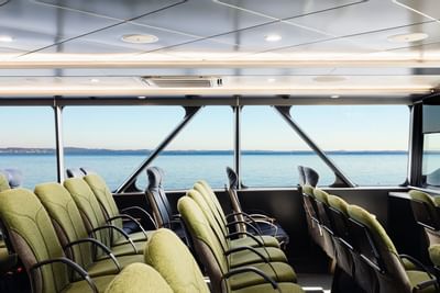 Chairs inside the boat at Gordon River Cruise