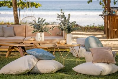A lounge area with a beach view at Punta Islita Hotel