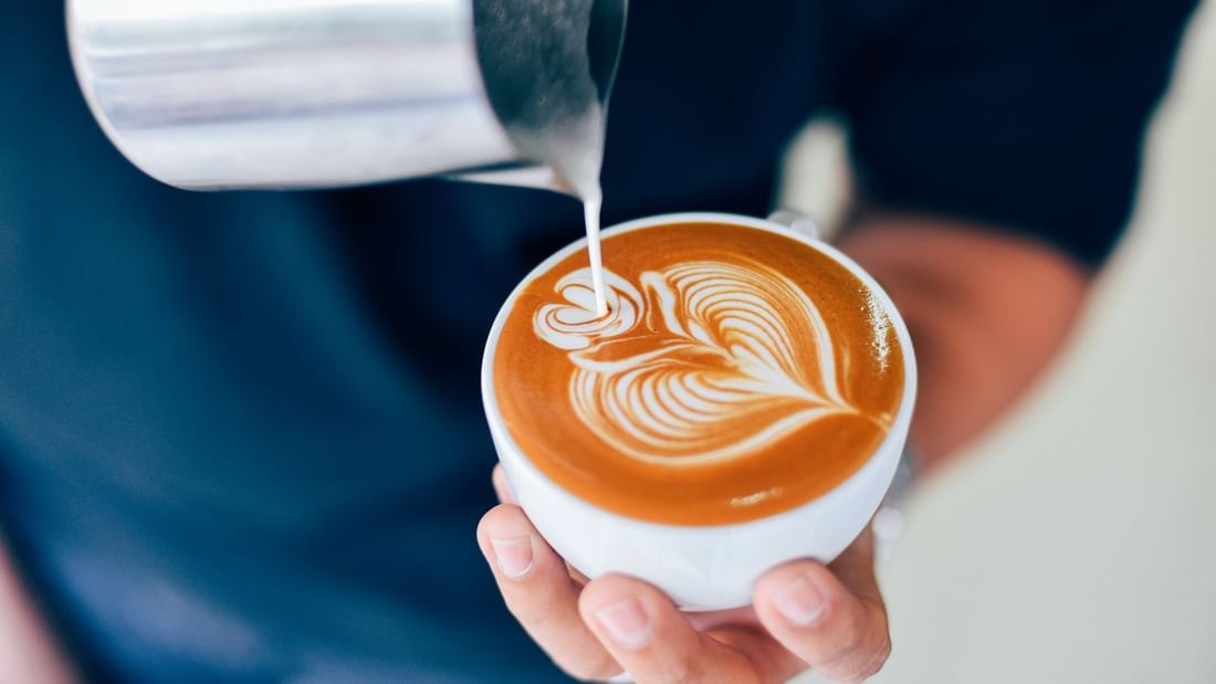 Barista coffee, latte art at Sen5es full buffet breakfast