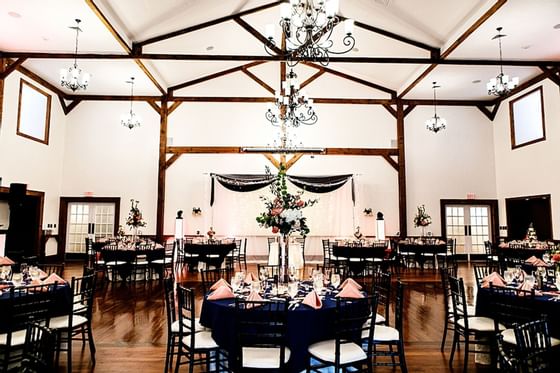 Wedding reception setup in Lodges at Gettysburg.