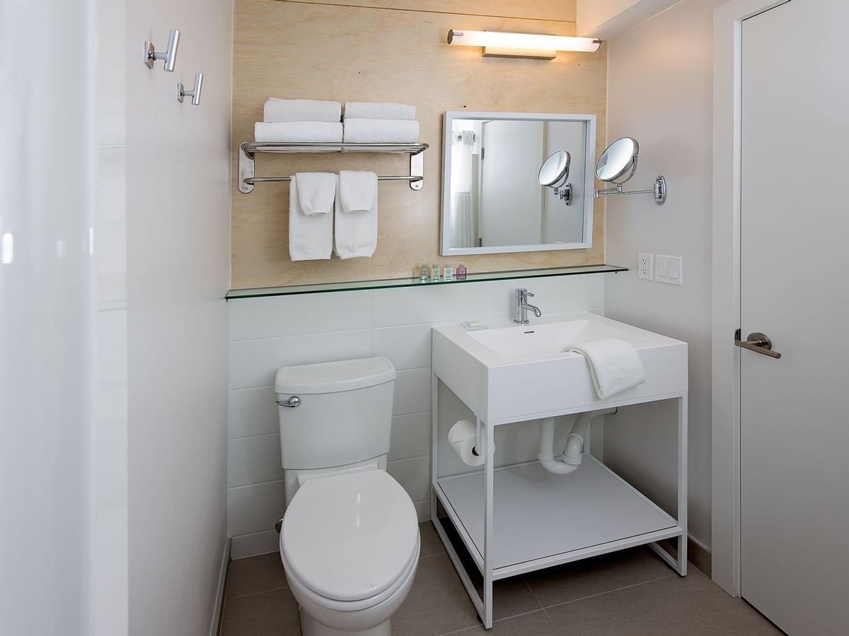 Toilet and sink in bathroom